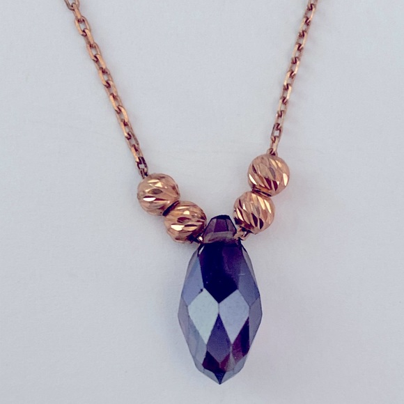 Jewelry - 925 Silver necklace purple drop crystal glass bead